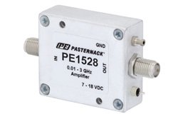 PE1528 - 11 dBm P1dB, 10 MHz to 3 GHz, Gain Block Amplifier, 15 dB Gain, 12 dBm IP3, 3 dB NF, SMA