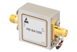 PE15A1000 - 1.5 dB NF, 10 dBm Psat, 1 GHz to 2 GHz, Low Noise Amplifier, 35 dB Gain, SMA