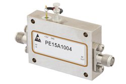 PE15A1004 - 3 dB NF, 13 dBm Psat, 12 GHz to 18 GHz, Low Noise Amplifier, 38 dB Gain, SMA