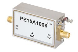 PE15A1006 - 40 dB Gain, 1.1 dB NF, 15 dBm P1dB, 3.1 GHz to 3.5 GHz, Low Noise High Gain Amplifier SMA