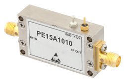 PE15A1010 - 40 dB Gain, 25 dBm IP3, 0.9 dB NF, 14 dBm P1dB, 2 GHz to 6 GHz, Low Noise High Gain Amplifier SMA