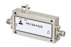 PE15A1025 - 48 dB Gain, 2.2 dB NF, 13 dBm Psat, 8 GHz to 12 GHz, Low Noise Amplifier, SMA