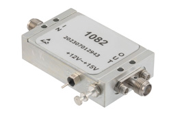 PE15A1082 - 1.3 dB NF Low Noise Amplifier, Operating from 10 MHz to 1 GHz with 34 dB Gain, 27 dBm P1dB and SMA