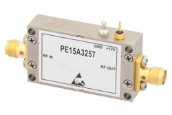 PE15A3257 - 3 dB NF, 14 dBm P1dB, 2 GHz to 18 GHz, Low Noise Broadband Amplifier, 26 dB Gain, 24 dBm IP3, SMA
