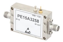 PE15A3258 - 3 dB NF, 15 dBm P1dB, 2 GHz to 18 GHz, Low Noise Broadband Amplifier, 33 dB Gain, SMA