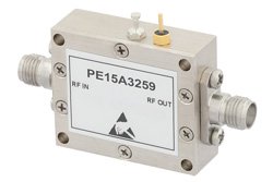 PE15A3259 - 2.5 dB NF, 22 dBm P1dB, 6 GHz to 18 GHz, Low Noise Broadband Amplifier, 38 dB Gain, 30 dBm IP3, SMA
