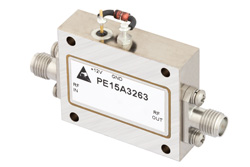 PE15A3263 - 15 dBm P1dB, 500 MHz to 18 GHz, Medium Power Broadband Amplifier, 33 dB Gain, 4 dB NF, SMA