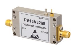 PE15A3269 - 3 dB NF, 14.5 dBm P1dB, 10 MHz to 6 GHz, Low Noise Broadband Amplifier, 34 dB Gain, 25.5 dBm IP3, SMA