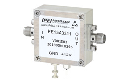 PE15A3311 - 26 dBm IP3, 5 dB NF, 13 dBm P1dB, 0.1 MHz to 10 GHz, Low Noise Broadband Amplifier, 32.5 dB Gain, SMA