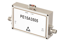 PE15A3505 - 48 dB Gain, 1 Watt P1dB, 6 GHz to 12 GHz, Broadband High Gain Amplifier, 39 dBm IP3, 5 dB NF, SMA