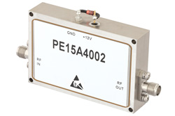 PE15A4002 - 1 Watt P1dB, 12 GHz to 18 GHz, Medium Power Broadband Amplifier, 33 dB Gain, 39 dBm IP3, 6 dB NF, SMA