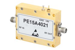PE15A4021 - 1 Watt P1dB, 18 GHz to 26.5 GHz, Medium Power GaAs Amplifier, 2.92mm Input, 2.92mm Output, 33 dB Gain, 38 dBm IP3, 5 dB NF