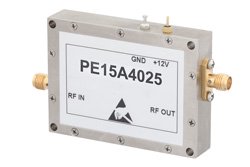 PE15A4025 - 2 Watt P1dB, 1 GHz to 2 GHz, Medium Power GaAs Amplifier, SMA Input, SMA Output, 35 dB Gain, 42 dBm IP3, 2 dB NF