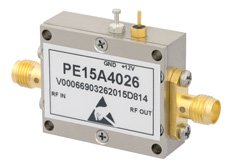 PE15A4026 - 1 Watt P1dB, 820 MHz to 960 MHz, Medium Power GaAs Amplifier, SMA Input, SMA Output, 15 dB Gain, 46 dBm IP3, 2 dB NF
