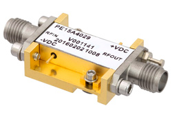 PE15A4029 - 23 dBm P1dB, 10 MHz to 20 GHz, Medium Power Broadband Amplifier, 13 dB Gain, 3 dB NF, SMA