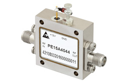 PE15A4044 - 500 mW P1dB, 6 GHz to 12 GHz, Medium Power Broadband Amplifier, 16 dB Gain, 37 dBm IP3, 5 dB NF, SMA