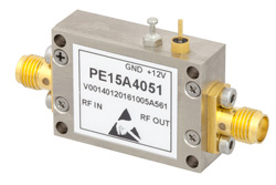 PE15A4051 - 16 dBm P1dB, 2 GHz to 18 GHz, Medium Power Broadband Amplifier, 12 dB Gain, SMA