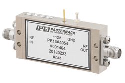 PE15A4054 - 1 Watt P1dB, 2 GHz to 8 GHz, Medium Power Amplifier, SMA, 38 dB Gain, 5.5 dB NF
