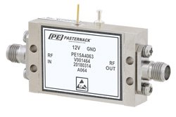 PE15A4063 - 27 dBm P1dB, 8 GHz to 12.4 GHz, Medium Power Amplifier, SMA, 30 dB Gain, 6 dB NF