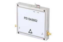 PE15A5002 - 45 dB Gain, 10 Watt Psat, 3.1 GHz to 3.5 GHz, High Power GaAs Amplifier, SMA Input, SMA Output, 4 dB NF