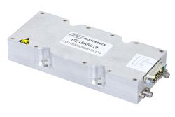 58 dB Gain, 15 Watt Psat, 7.2 GHz to 7.5 GHz, High Power High Gain Amplifier, GaN, SMA