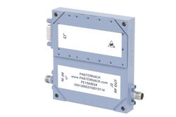 50 dB Gain, 25 Watt Psat, 2 GHz to 6 GHz, High Power High Gain Amplifier, GaN, 7 dB NF, SMA