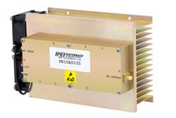 PE15A5035F - 41 dB Gain, 12 Watt Psat, 800 MHz to 2 GHz, High Power GaAs Amplifier, SMA Input, SMA Output, 50 dBm IP3, Class A/AB, with Heatsink