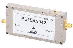 PE15A5042 - 42 dB Gain, 18 Watt Psat, 860 MHz to 960 MHz, High Power Amplifier, SMA Input, SMA Output, 55 dBm IP3, 3.5 dB NF