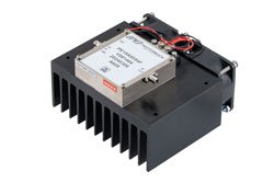 PE15A5054F - 2 Watt P1dB, 18 GHz to 26.5 GHz, Medium Power Amplifier with Heatsink, SMA Input, 2.92mm Output, 35 dB Gain, 40 dBm IP3