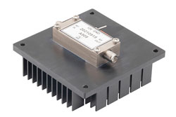 PE15A5105F - Temperature Compensated Low Noise Amplifier, 4 GHz to 12 GHz, 35 dB min Gain, P1dB 20 dBm, SMA, with Heatsink