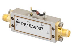 PE15A6007 - 80 dB Gain, 15 dBm Psat, 2 GHz to 6 GHz, Limiting Amplifier, -61 to 10 dBm Pin, SMA
