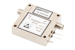 40 dB Variable Gain Amplifier, 15 dBm P1dB, 6 GHz to 18 GHz, 20 dB Gain Control, 5 dB NF, SMA