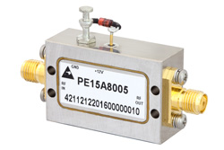 PE15A8005 - 50 dB Gain, 15 dBm P1dB, 500 MHz to 2 GHz, Gain Block Amplifier, 25 dBm IP3, SMA