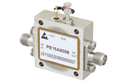 PE15A8006 - 6 GHz to 12 GHz, Gain Block Amplifier, 12 dB Gain, 20 dBm IP3, 2.3 dB NF, SMA