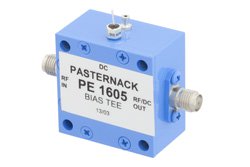 PE1605 - 400 MHz to 10 GHz SMA Bias Tee Rated to 200 mA and 50 Volts DC
