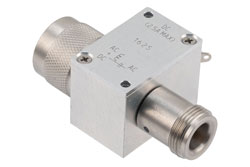 PE1625 - 10 MHz to 2.5 GHz N Broadband Bias Tee, Male Input, Rated to 2.5 Amps and 100 Volts, DC Pin