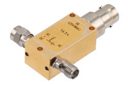 PE1634 - 50 KHz to 18 GHz SMA Broadband Bias Tee, Male Input, Rated to 750 mA and 25 Volts, DC BNC Connector