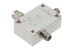 PE1654 - 1 GHz to 6 GHz SMA High Current Bias Tee, Rated 7 Amps and 100 Volts, DC SMA Connector