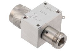 PE1657 - 0.5 GHz to 2 GHz, N Type High Currnet Bias Tee, Rated 7 Amps and 100 Volts, DC Pin