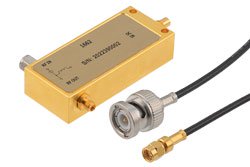 PE1662 - 0.05 MHz to 110 GHz Ultra-Wide Band Bias Tee 1.0 mm(m) input, 1.0 mm(f) output, SMC(m) bias Rated to 400 mA and 16V Volts DC