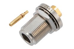 PE1952 - N Female Bulkhead Mount Hermetically Sealed Connector Clamp/Solder Attachment for RG401