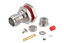 PE1965 - TNC Female Bulkhead Mount Hermetically Sealed Connector Clamp/Solder Attachment for LMR-100A-PVC, PE-C100, RG174, RG316, RG188