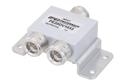 PE20DV1033 - Low PIM 2 Way 4.1/9.5 Mini DIN Power Divider From 617 MHz to 2.7 GHz Rated at 30 Watts