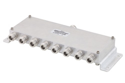 PE20DV1038 - Low PIM 8 Way N Power Divider From 698 MHz to 2.7 GHz Rated at 30 Watts