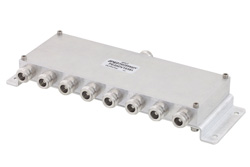 PE20DV1038A - 8 Way N Power Divider from 698 MHz to 2.7 GHz Rated at 30 Watts