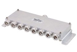 PE20DV1039 - Low PIM 8 Way 4.1/9.5 Mini DIN Power Divider From 698 MHz to 2.7 GHz Rated at 30 Watts