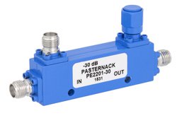PE2201-30 - Directional 30 dB SMA Coupler From 1 GHz to 2 GHz Rated to 50 Watts