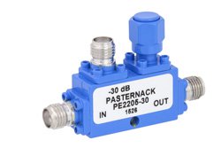 PE2205-30 - Directional 30 dB SMA Coupler From 7 GHz to 12.4 GHz Rated to 50 Watts