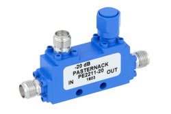 PE2211-20 - Directional 20 dB SMA Coupler From 4 GHz to 12.4 GHz Rated to 50 Watts