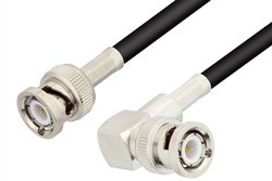 PE3020LF - BNC Male to BNC Male Right Angle Cable Using RG58 Coax, RoHS
